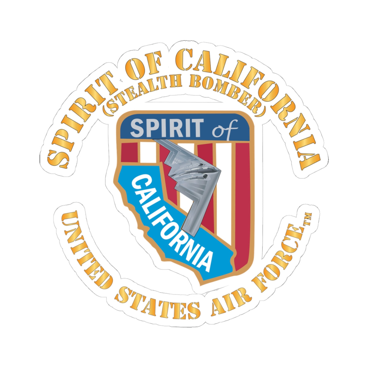 Kiss-Cut Stickers - USAF - B2 - Spirit of California - Stealth Bomber X 300