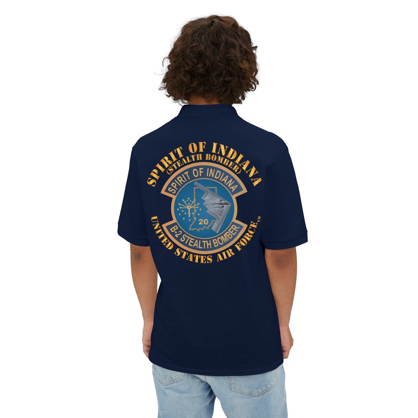 Men's Piqué Polo - USAF - B2 - Spirit of Indiana - Stealth Bomber X 300