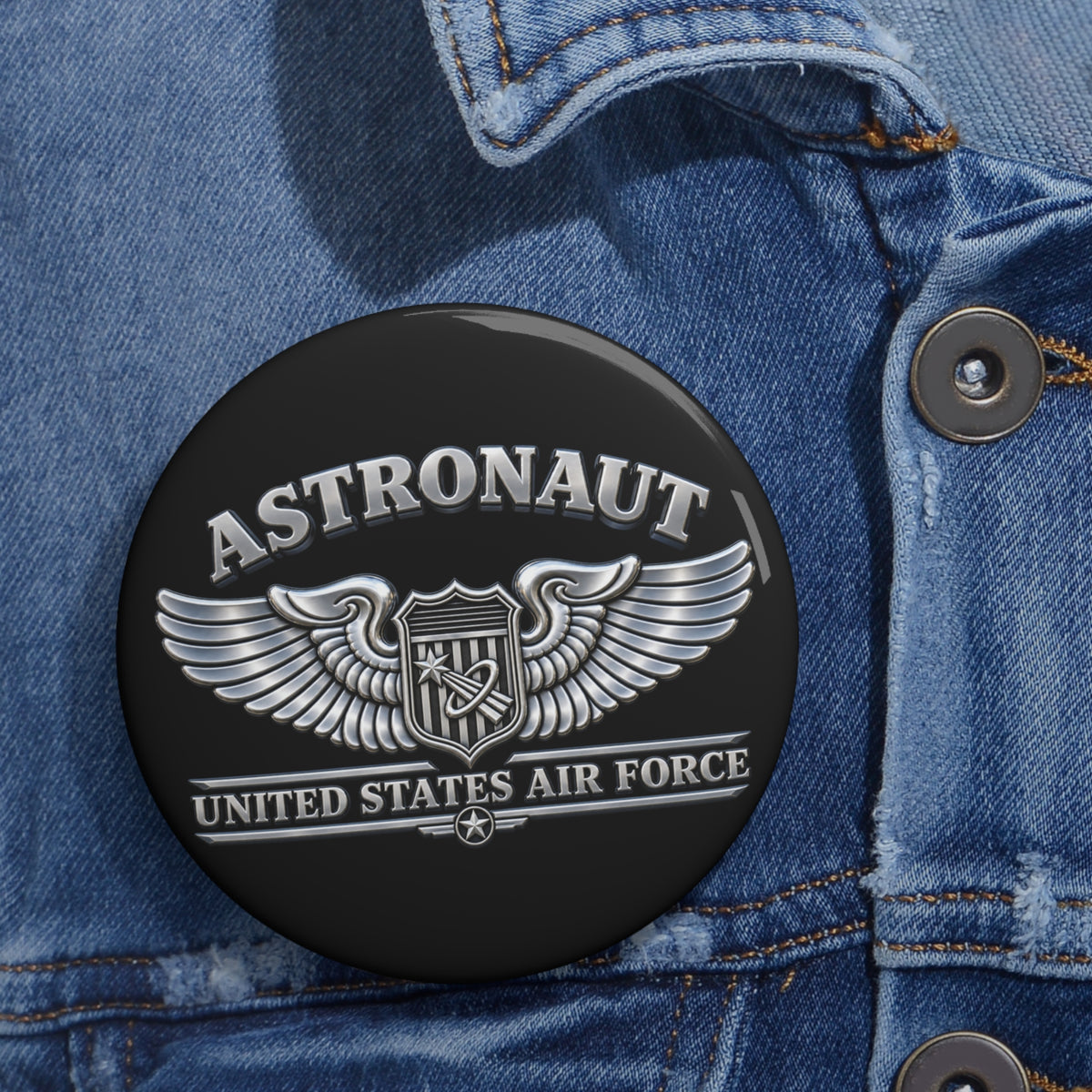 Custom Pin Button - USAF - Basic Astronaut Badge - United States Air Force - 3D - Enhanced