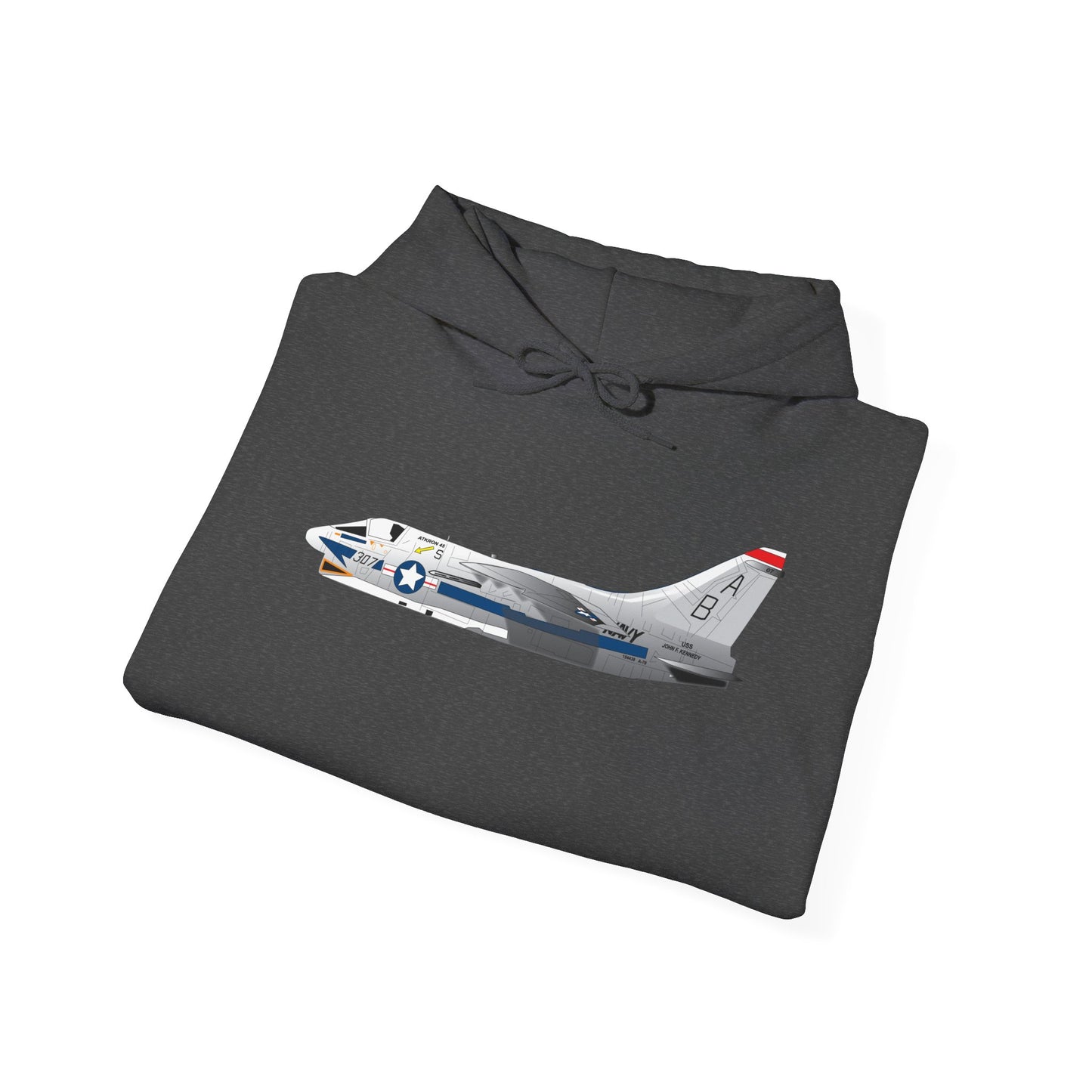 Unisex Heavy Blend Hooded Sweatshirt - Aircraft - Navy - A-7B Corsair II - Side X 300