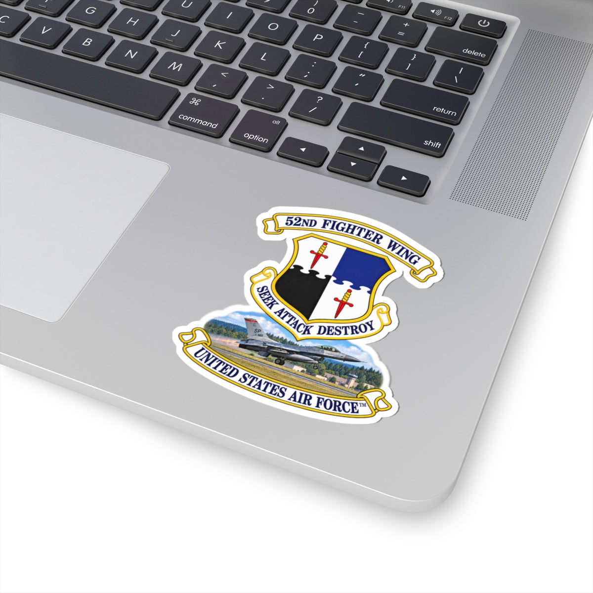 Kiss-Cut Stickers - 52nd Fighter Wing - Shield - United States Air Force w scene and TM