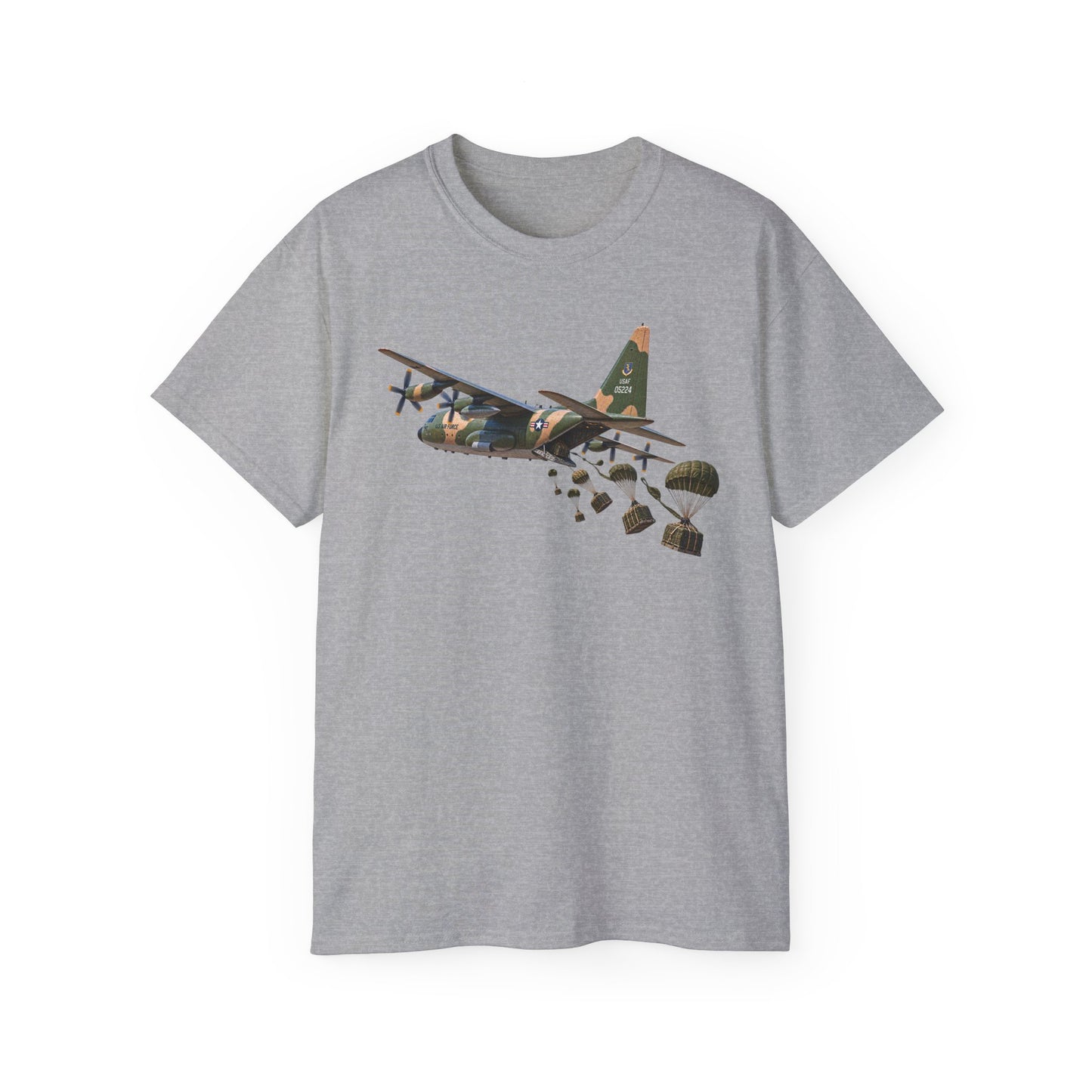 Unisex Ultra Cotton Tee - C-130  Aircraft - Camo - Dropping Cargo Bundles