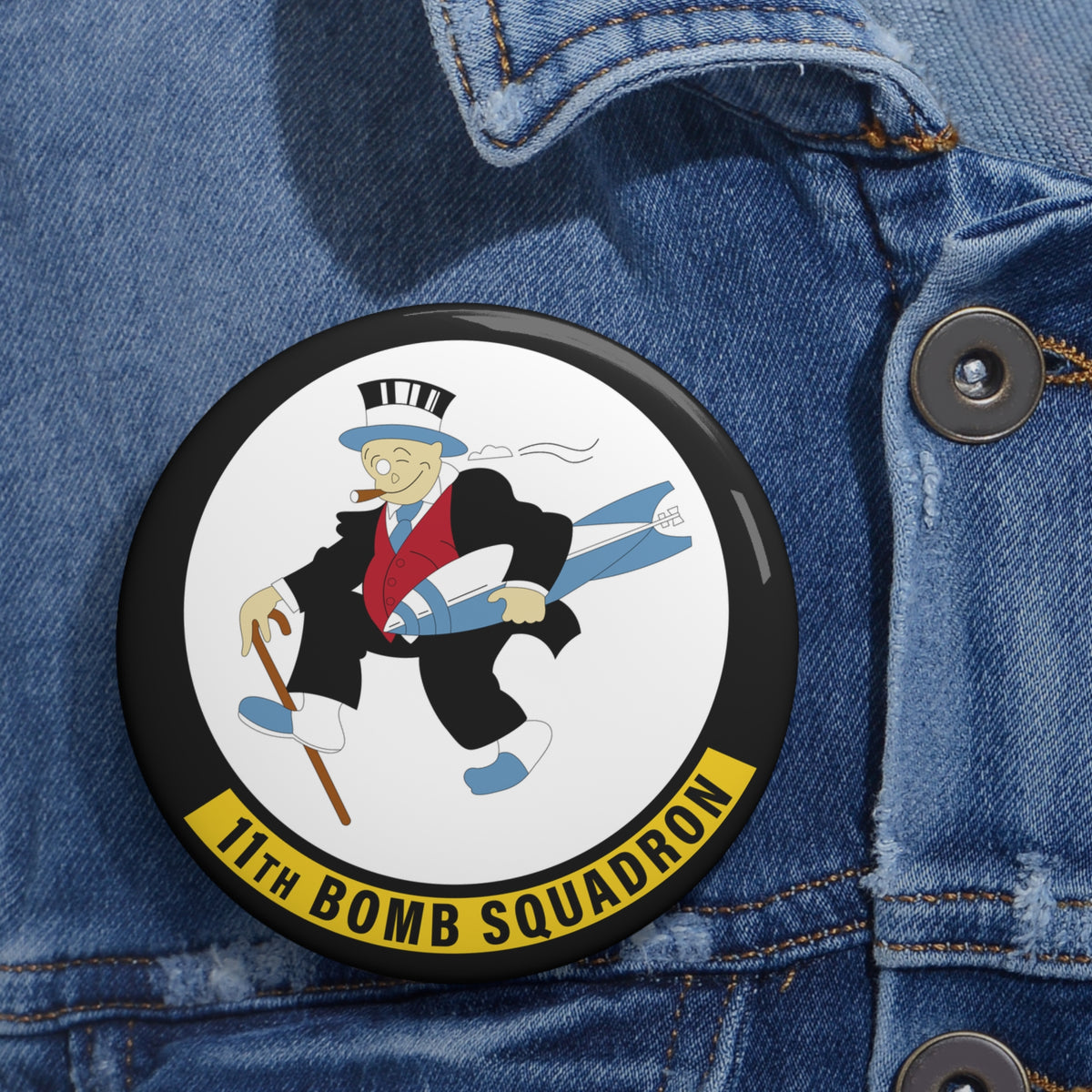 Custom Pin Button - USAF - 11th Bomb Squadron wo txt