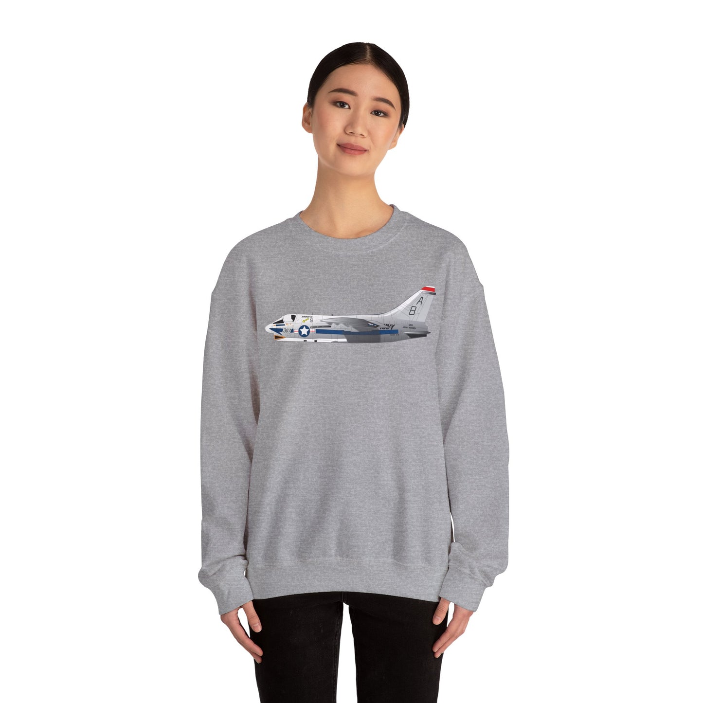 Crewneck Sweatshirt - Aircraft - Navy - A-7B Corsair II - Side X 300