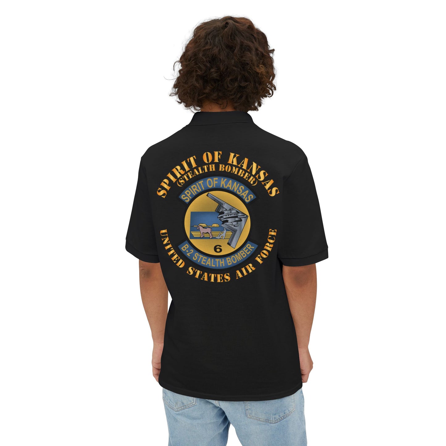 Men's Piqué Polo - USAF - B2 - Spirit of Kansas - Stealth Bomber X 300