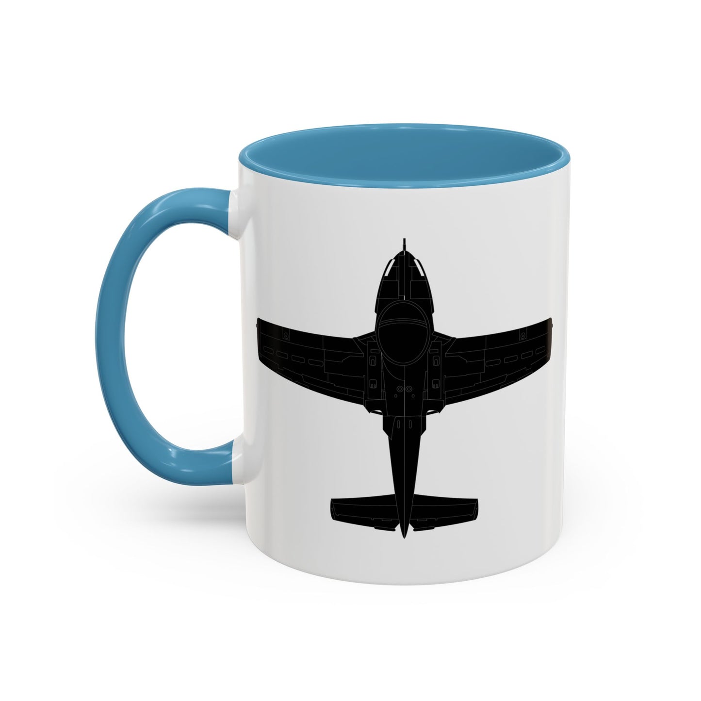 Accent Coffee Mug (11oz & 15oz) - Aircraft - T-37-Trainer - Top - Black - Metal X 300