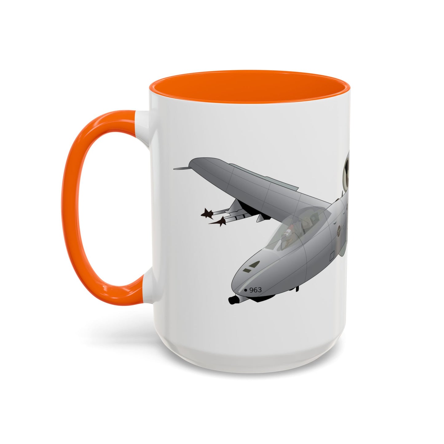 Accent Coffee Mug (11oz & 15oz) - Aircraft - A10 - Front - Top - Oblique X 300