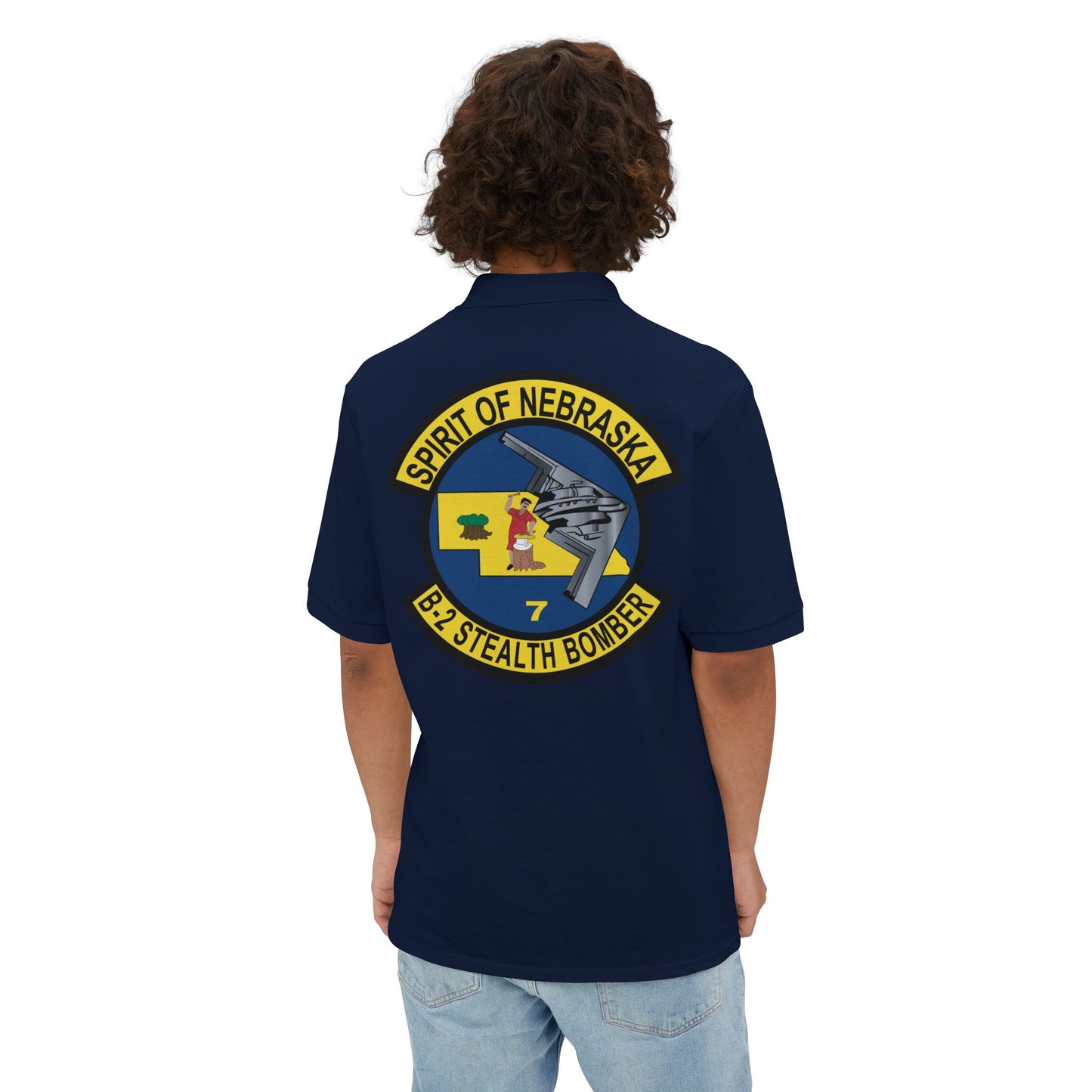 Men's Piqué Polo - USAF - B2 - Spirit of Nebraska - Stealth Bomber wo txt X 300