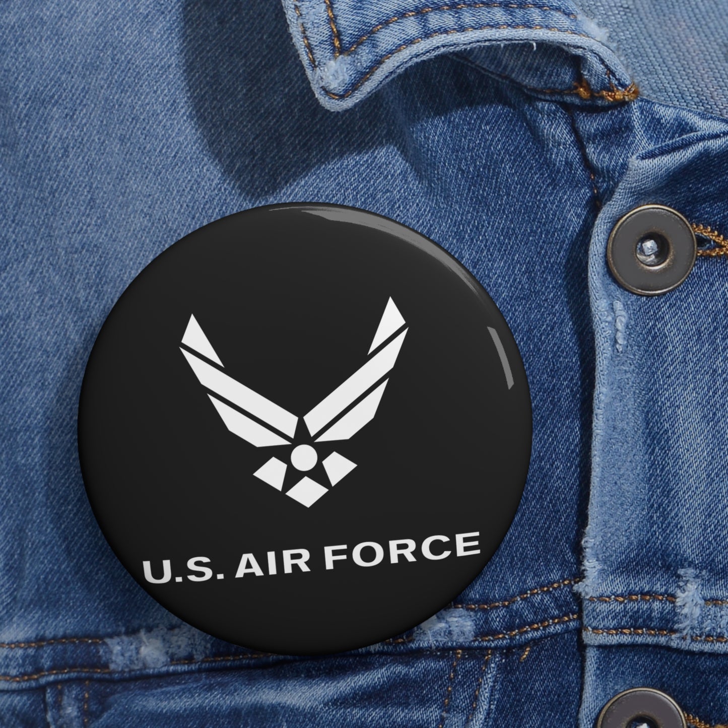 Custom Pin Button - USAF Logo, TM Txt - U S Air Force - LA
