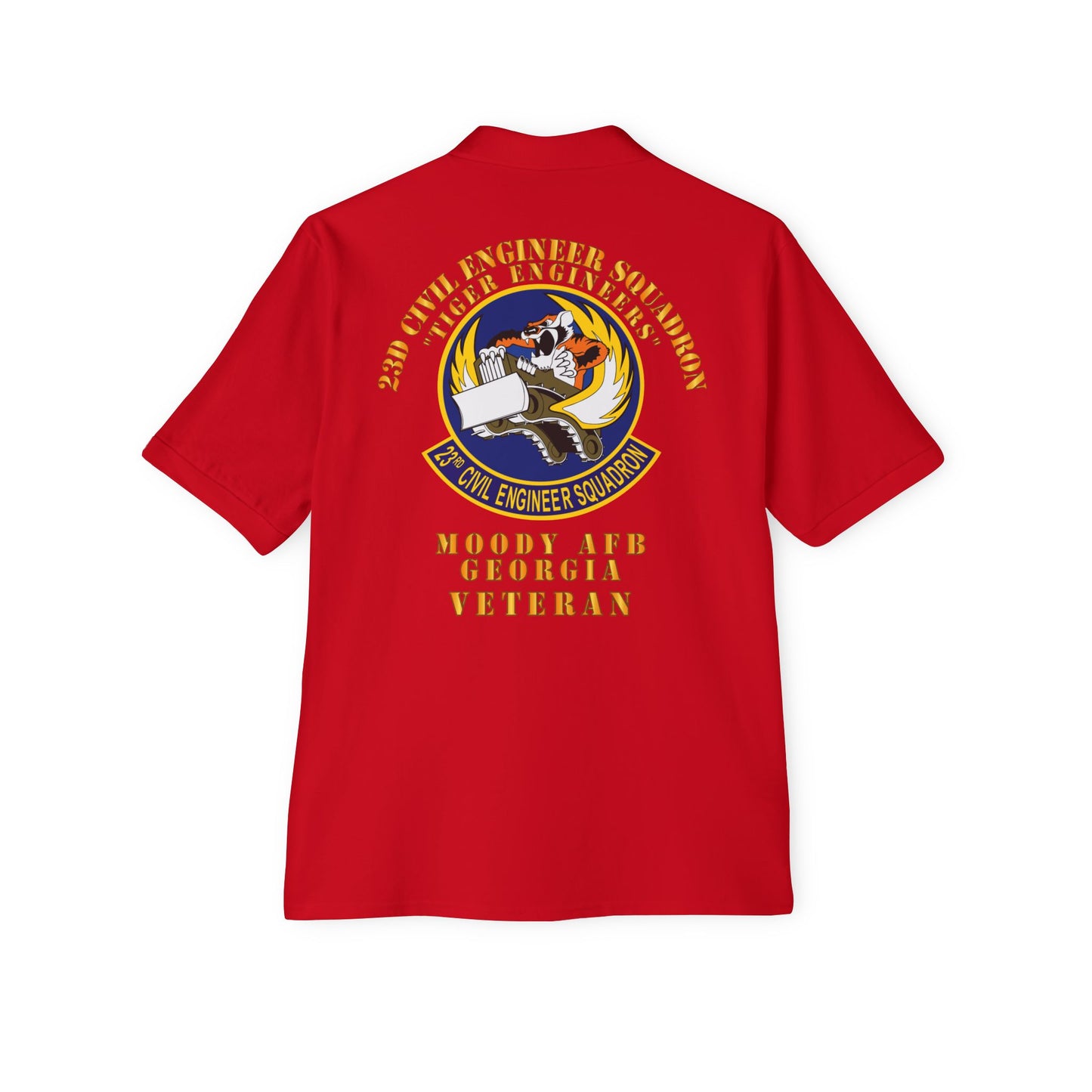Men's Piqué Polo - USAF - 23d Civil Engineer Squadron - Tiger Engineers - Moody AFB, GA