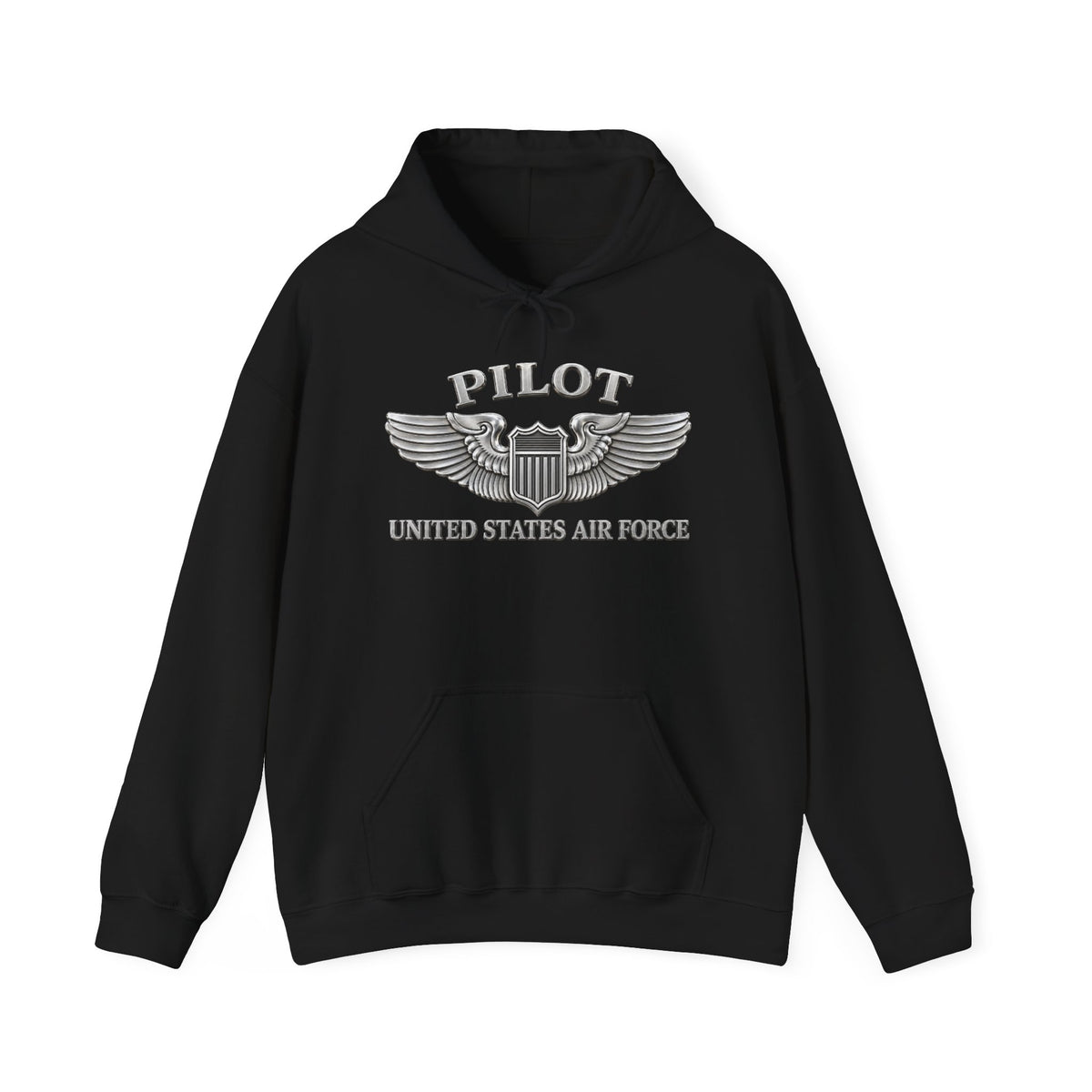 Unisex Heavy Blend Hooded Sweatshirt - USAF - Basic Pilot Badge - United States Air Force - 3D - Enhanced