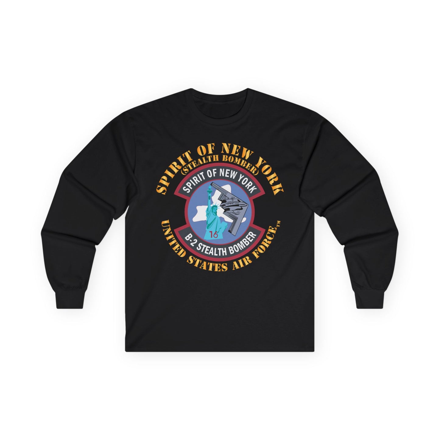 Unisex Ultra Cotton Long Sleeve Tee - USAF - B2 - Spirit of New York - Stealth Bomber X 300