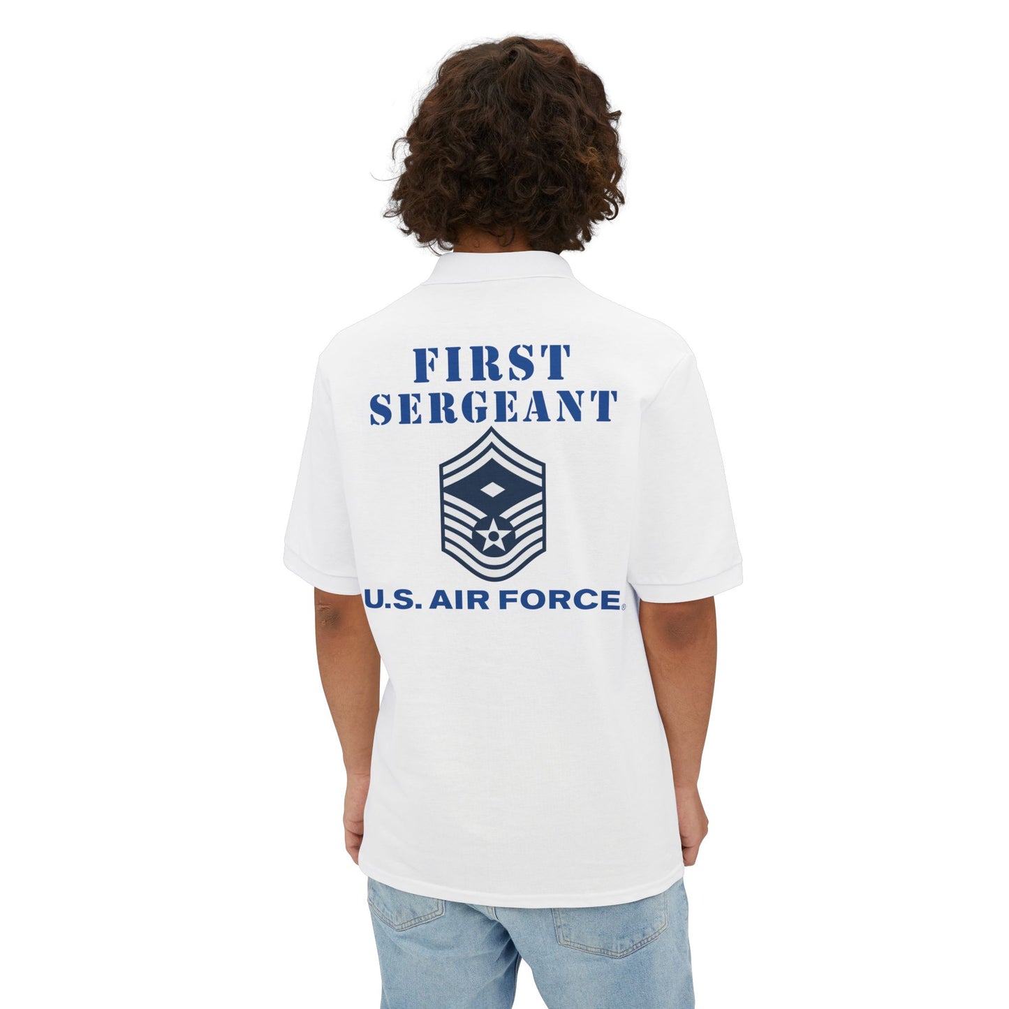 Men's Piqué Polo - USAF - First Sergeant (E8b) - 2020 - US Air Force w Text X 300
