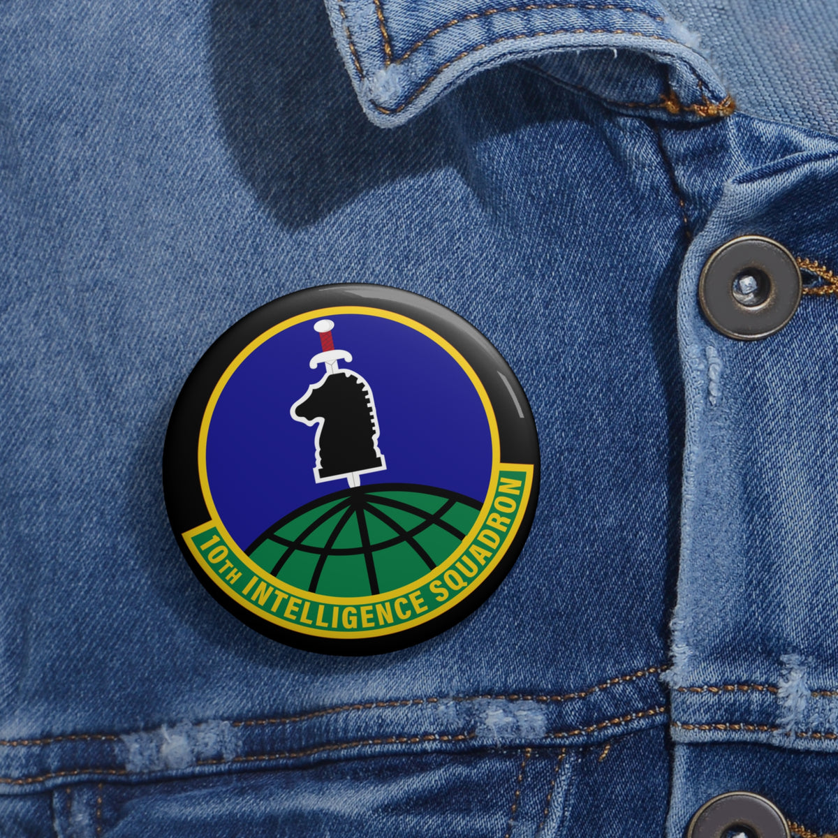 Custom Pin Button - USAF - 10th Intelligence Support Sq wo txt