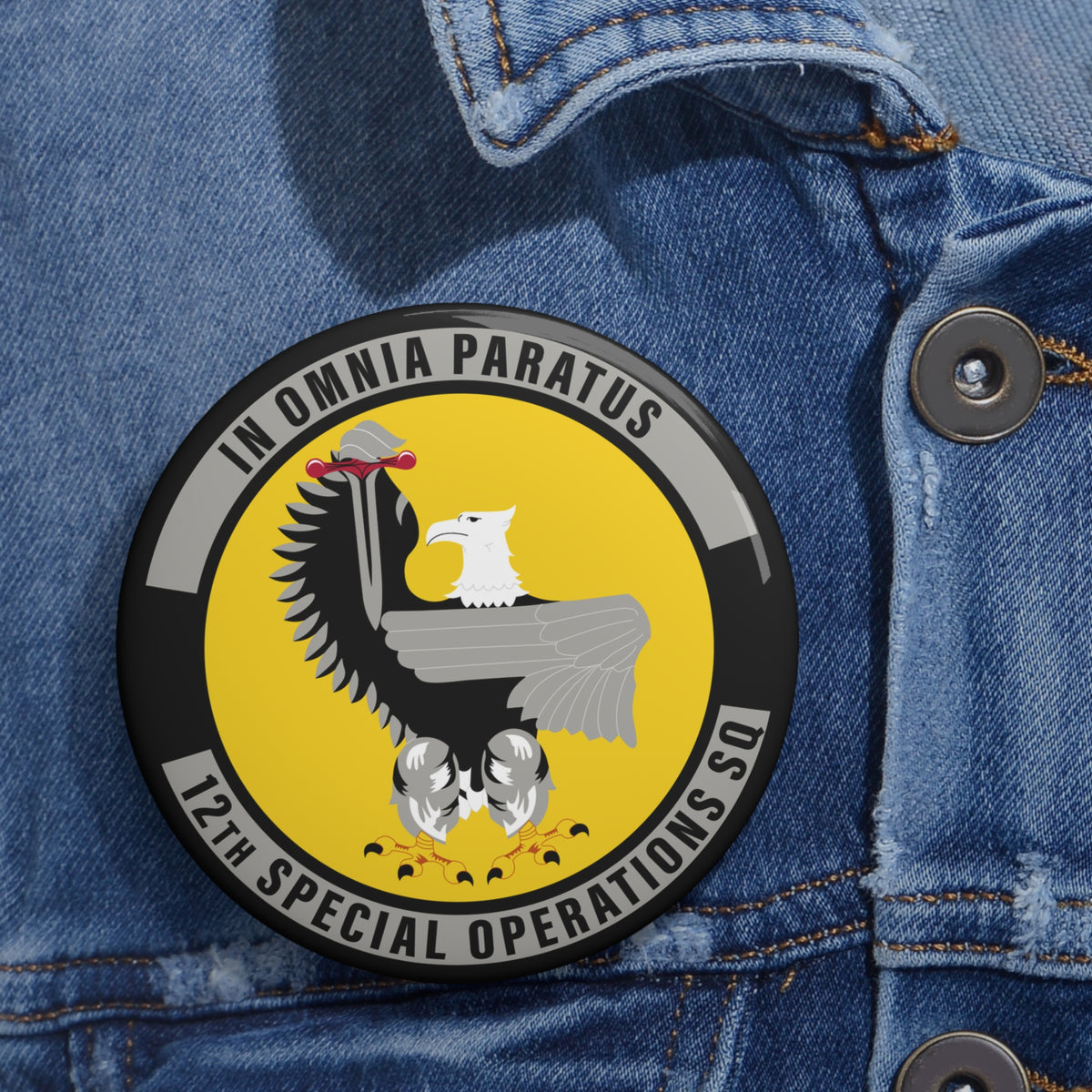 Custom Pin Button - USAF - 12th Special Operations Squadron wo txt