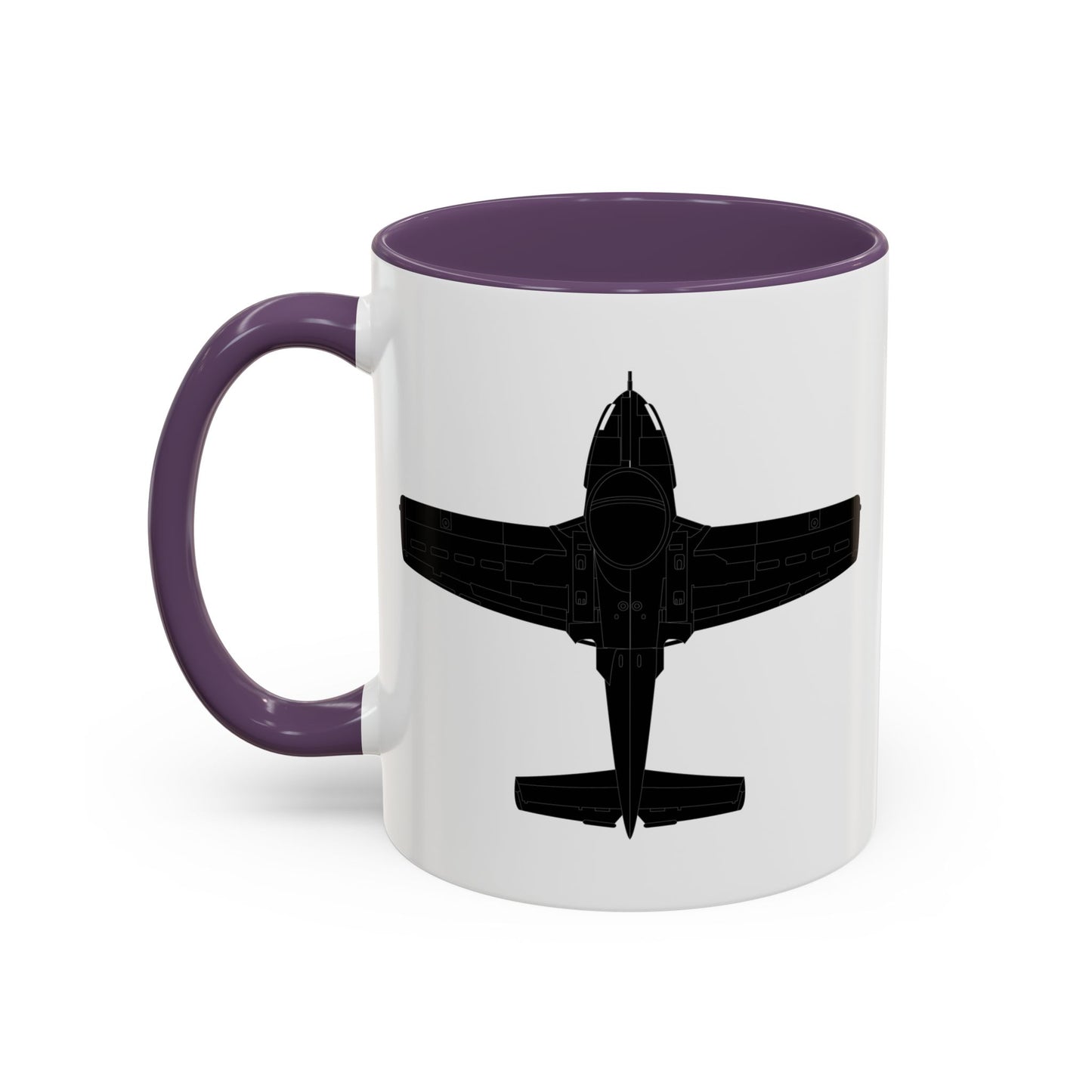 Accent Coffee Mug (11oz & 15oz) - Aircraft - T-37-Trainer - Top - Black - Metal X 300