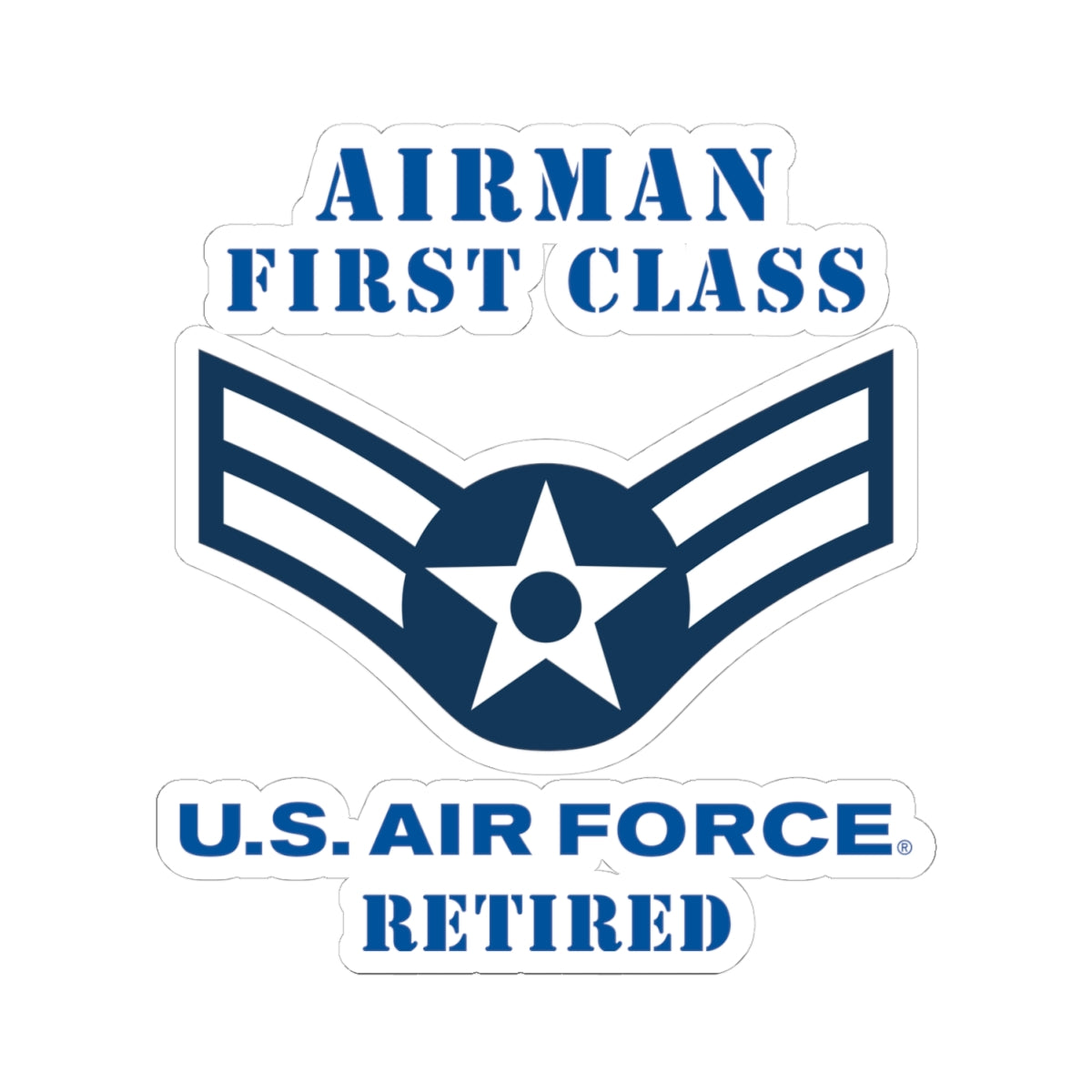 Kiss-Cut Stickers - USAF - Airman - First Class (E3) - 2020 - Retired