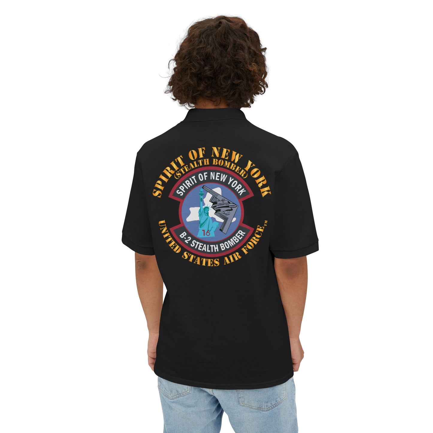 Men's Piqué Polo - USAF - B2 - Spirit of New York - Stealth Bomber X 300