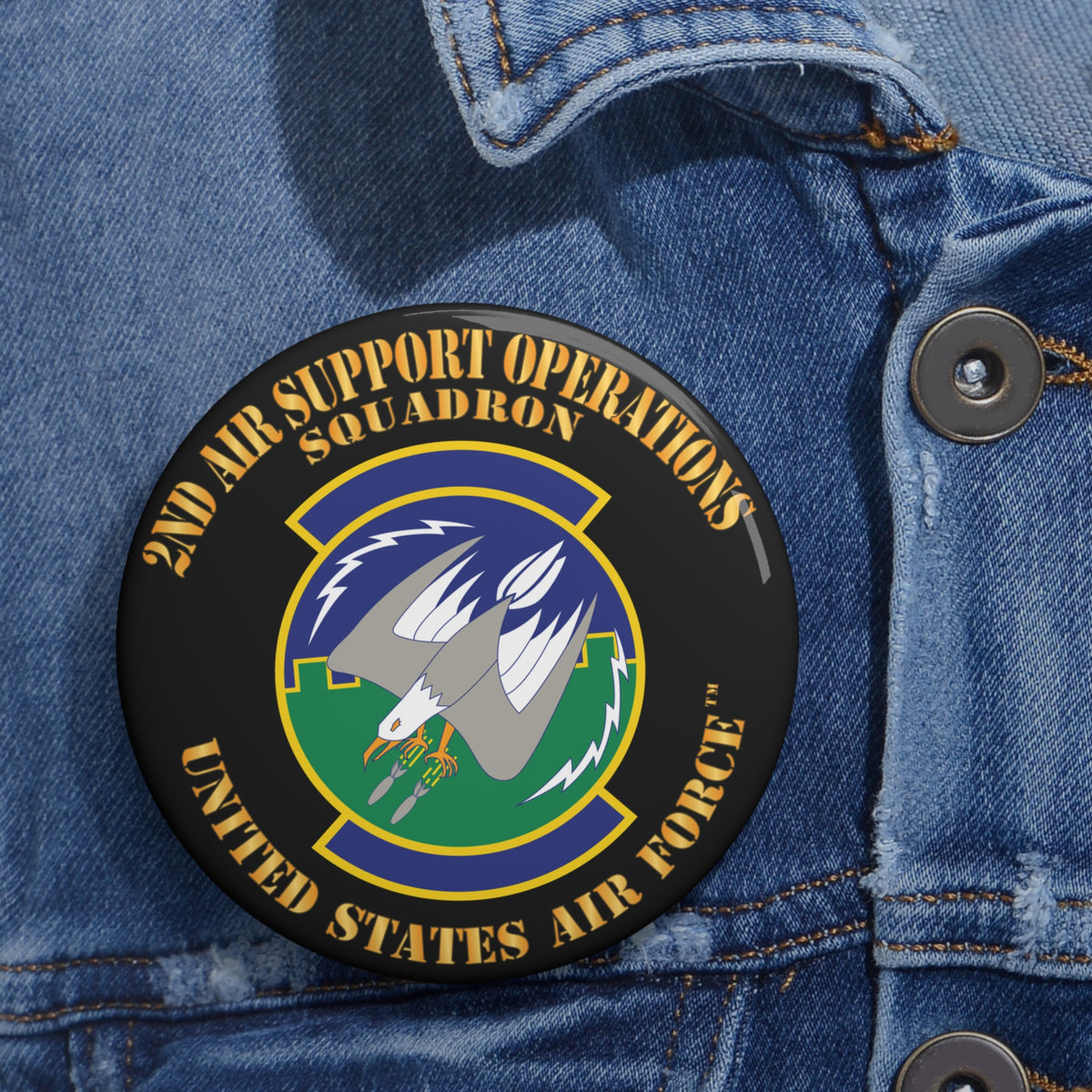 Custom Pin Button - USAF - 2nd Air Support Operations Squadron