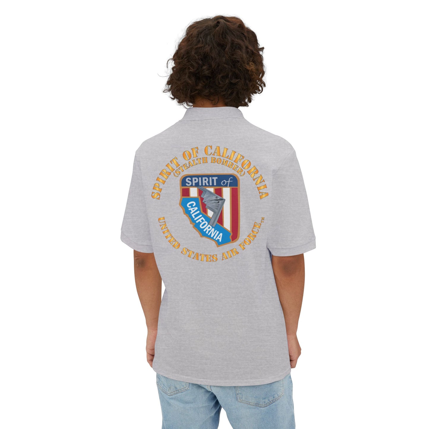 Men's Piqué Polo - USAF - B2 - Spirit of California - Stealth Bomber X 300