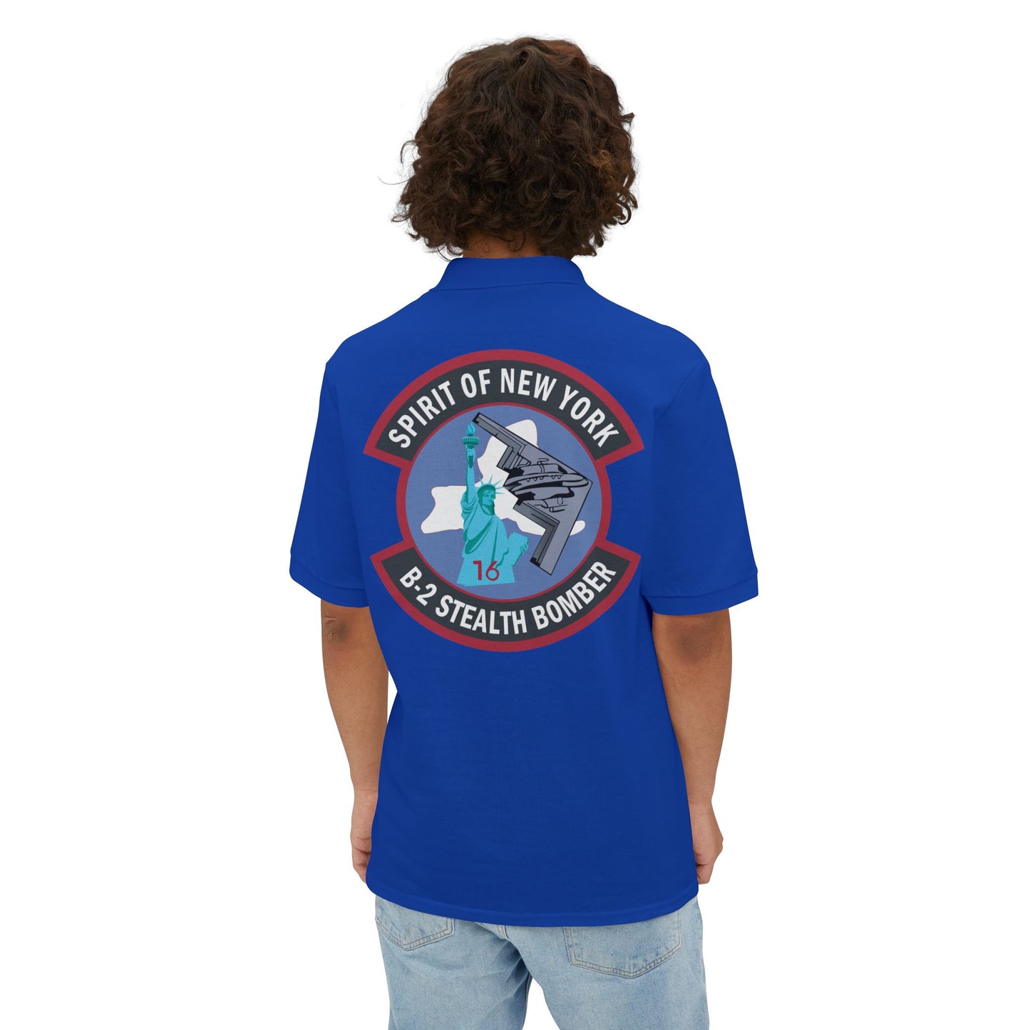 Men's Piqué Polo - USAF - B2 - Spirit of New York - Stealth Bomber wo txt X 300