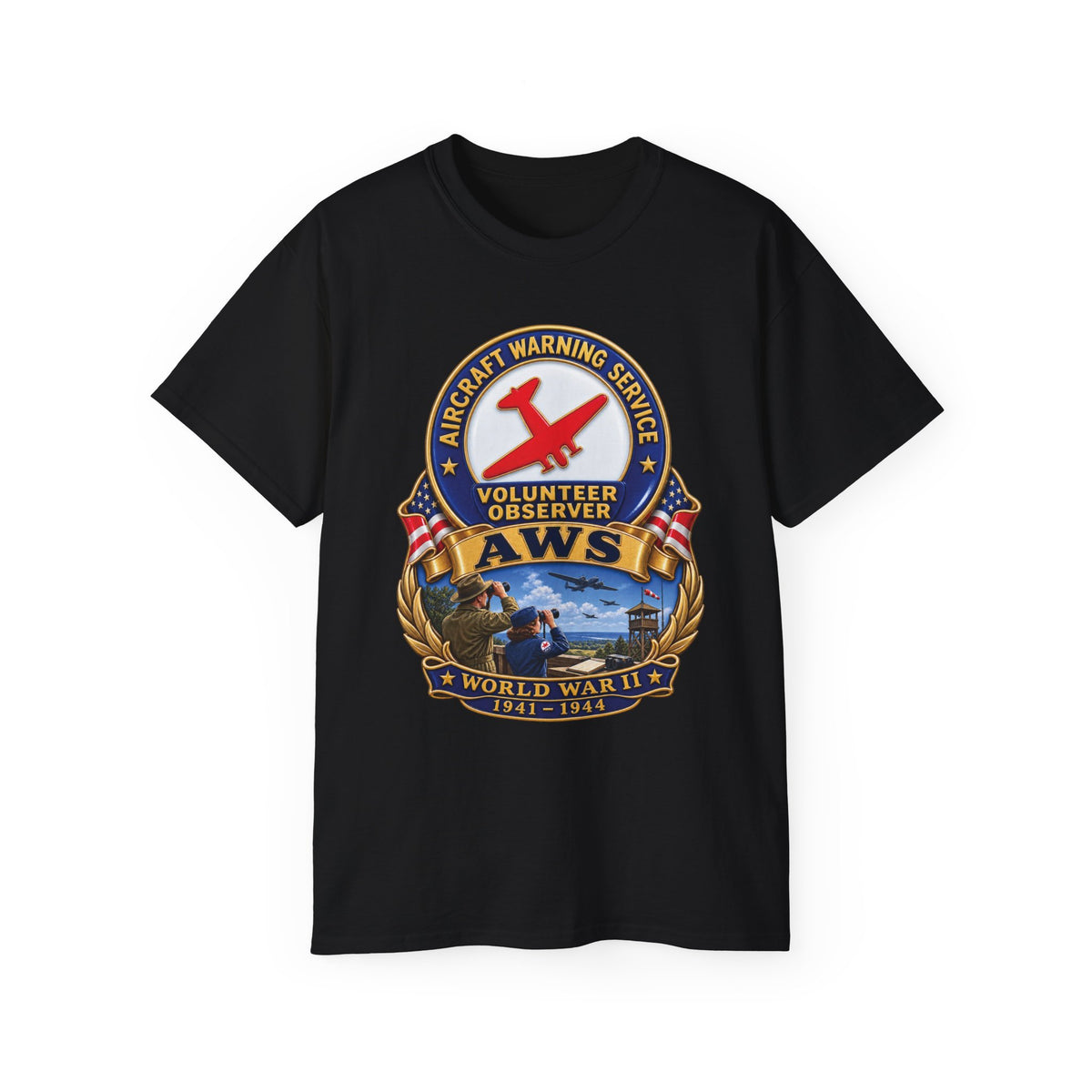 Unisex Ultra Cotton Tee - Aircraft Warning Service (AWS) WWII - 3D - Enhanced