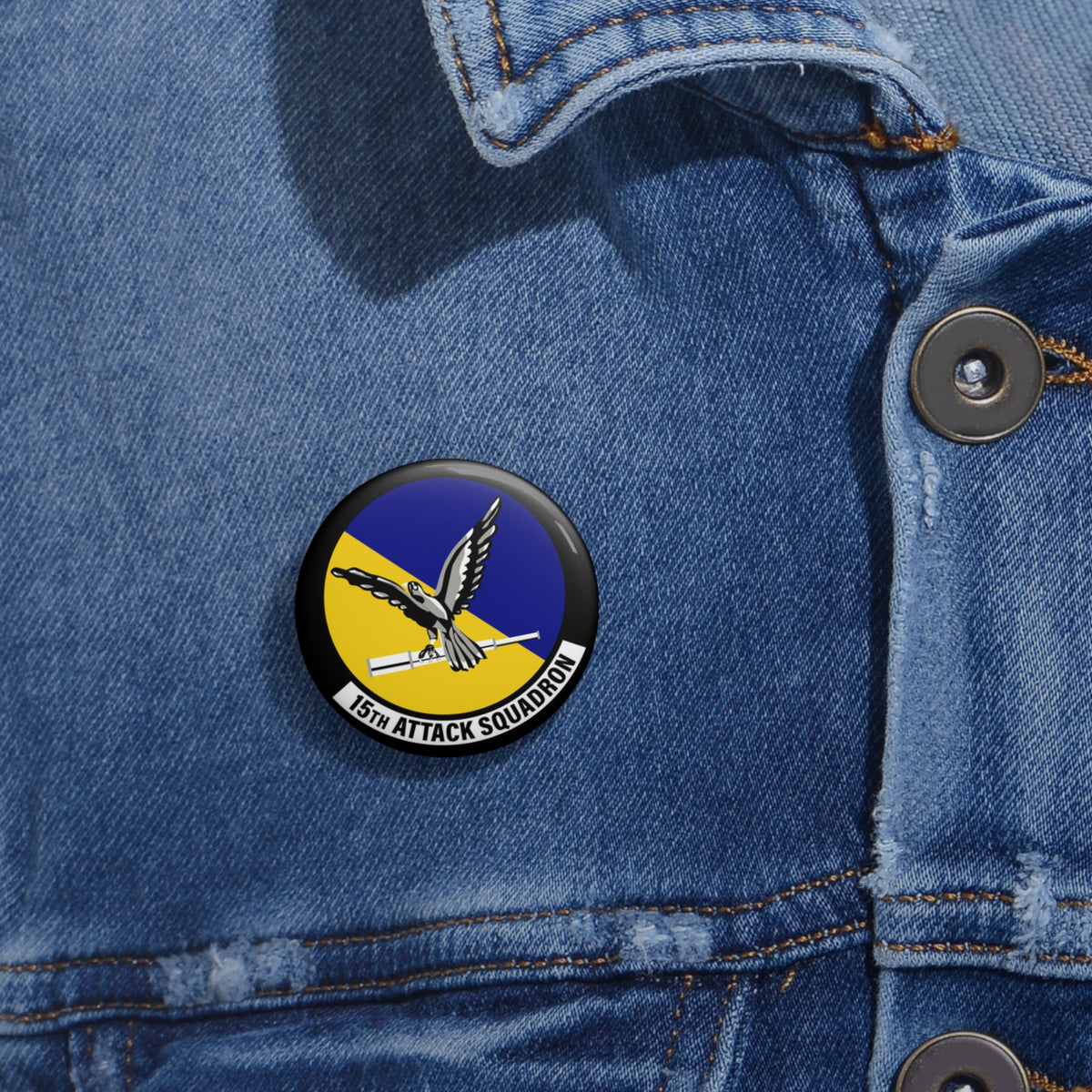 Custom Pin Button - USAF - 15th Attack Squadron wo txt
