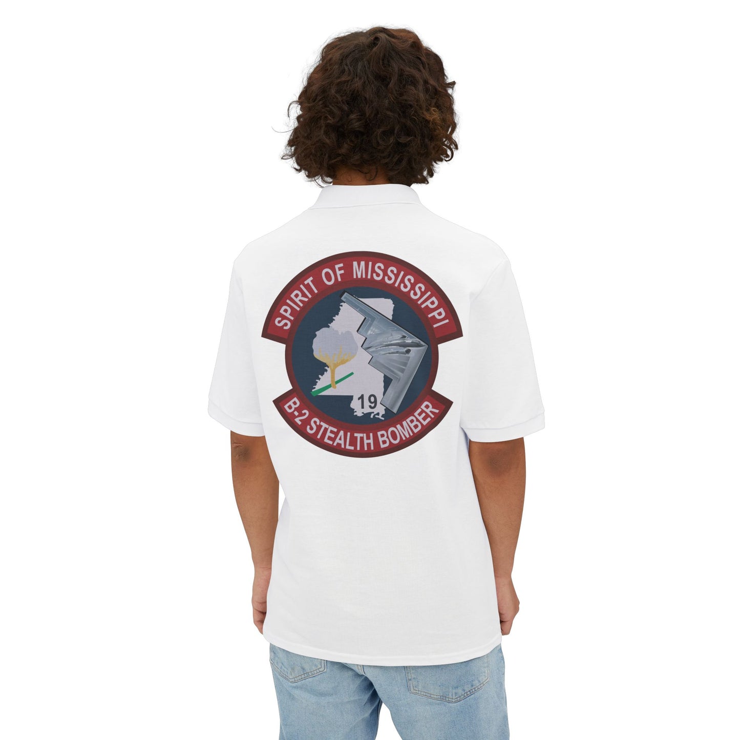 Men's Piqué Polo - USAF - B2 - Spirit of Mississippi - Stealth Bomber wo txt X 300