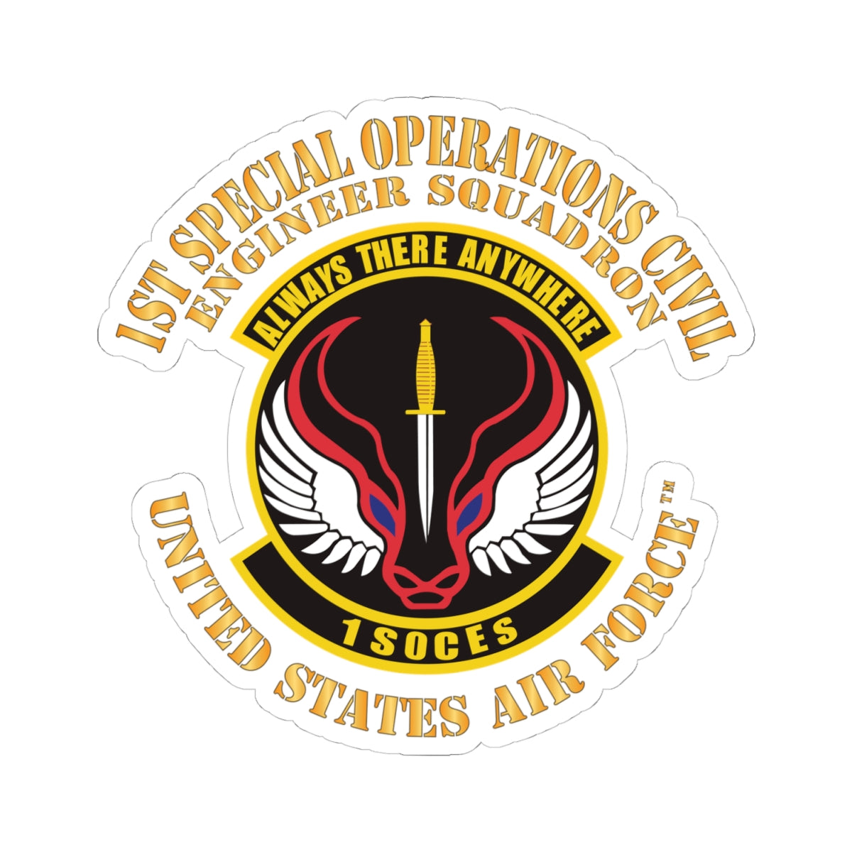 Kiss-Cut Stickers - USAF - 1st Special Operations Civil Engineer Sq X 300
