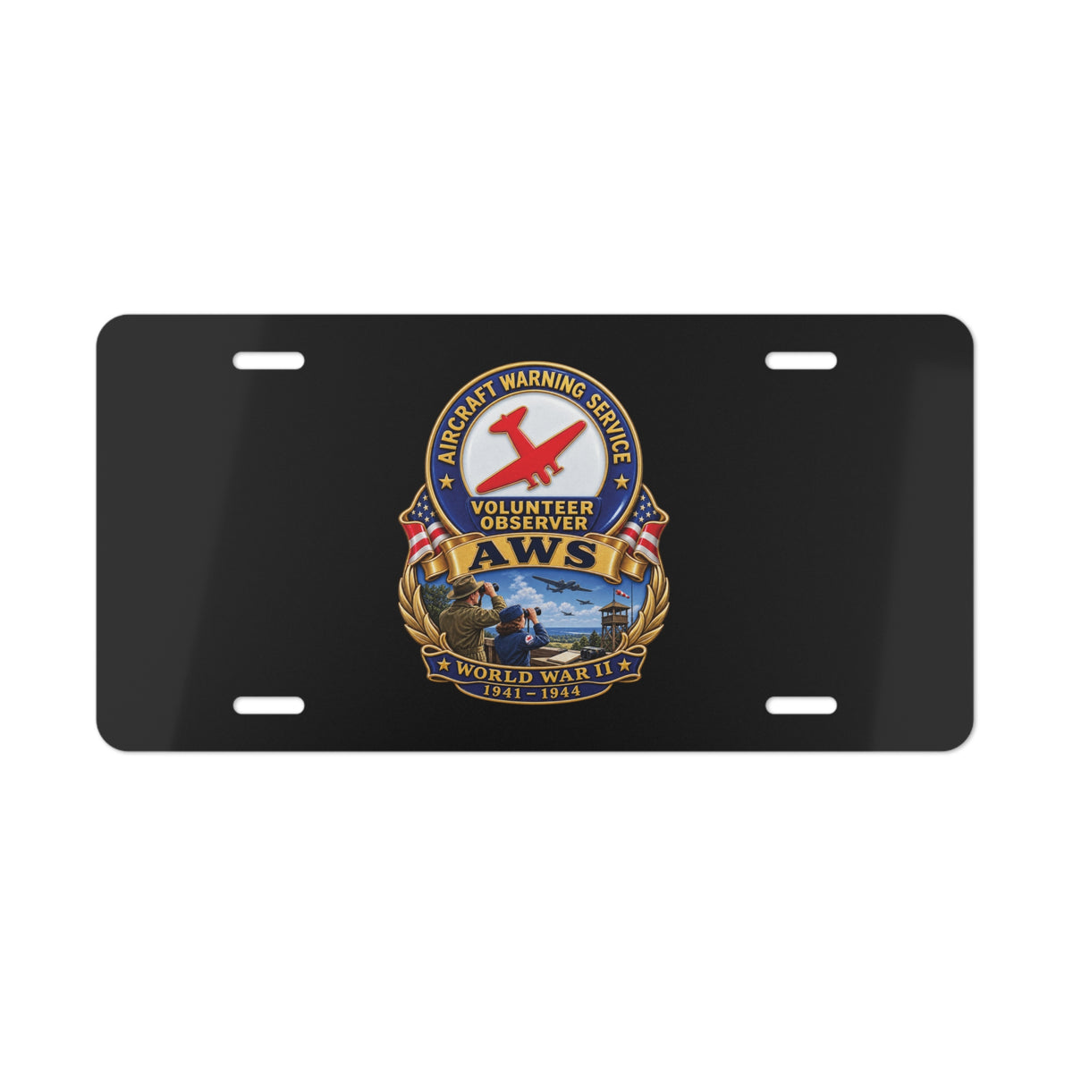 License Plate - Aircraft Warning Service (AWS) WWII - 3D - Enhanced
