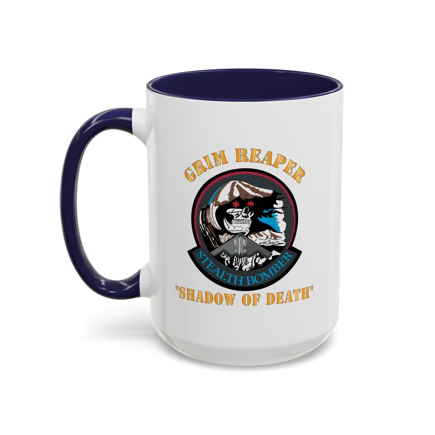 Accent Coffee Mug (11oz & 15oz) - USAF - B2 - Grim Reaper - Stealth Bomber X 300