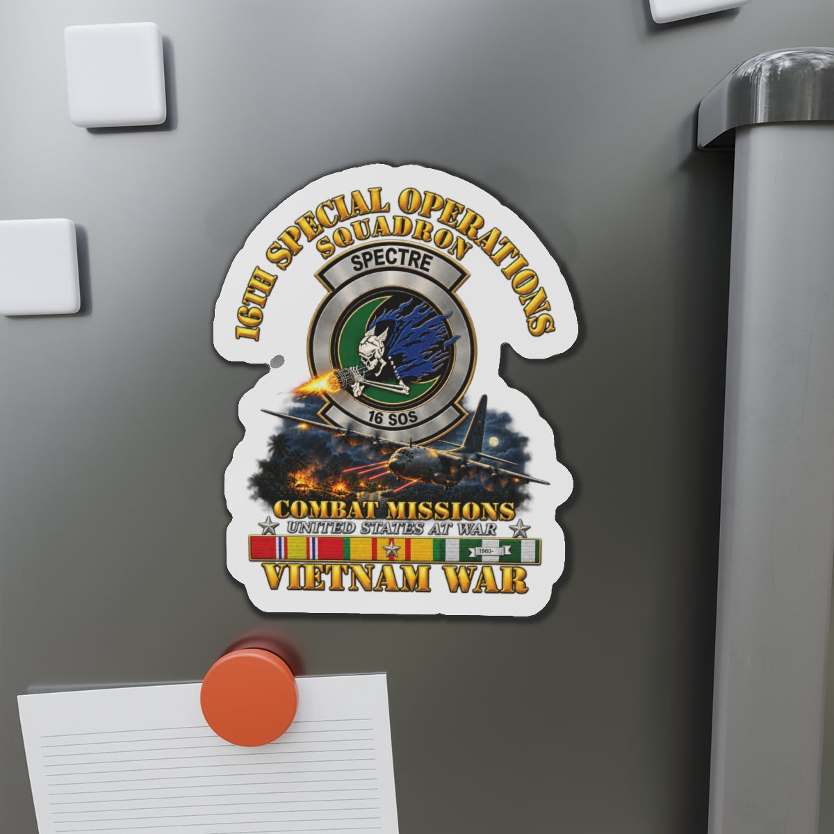 Die-Cut Magnet - SOF - 16th SOS - Combat Missions w VN SVC - 3D - Enhanced