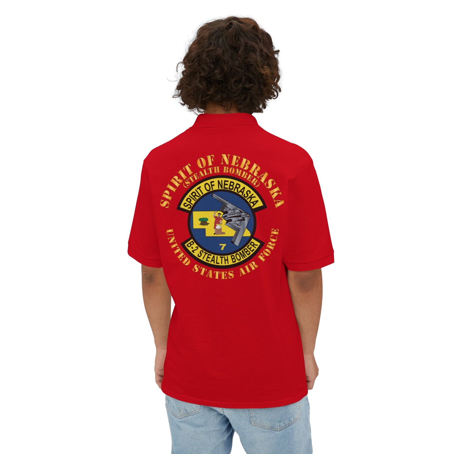 Men's Piqué Polo - USAF - B2 - Spirit of Nebraska - Stealth Bomber X 300