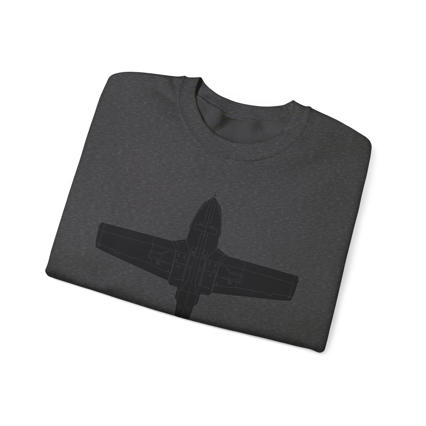 Crewneck Sweatshirt - Aircraft - T-37-Trainer - Bottom - Black - Metal X 300