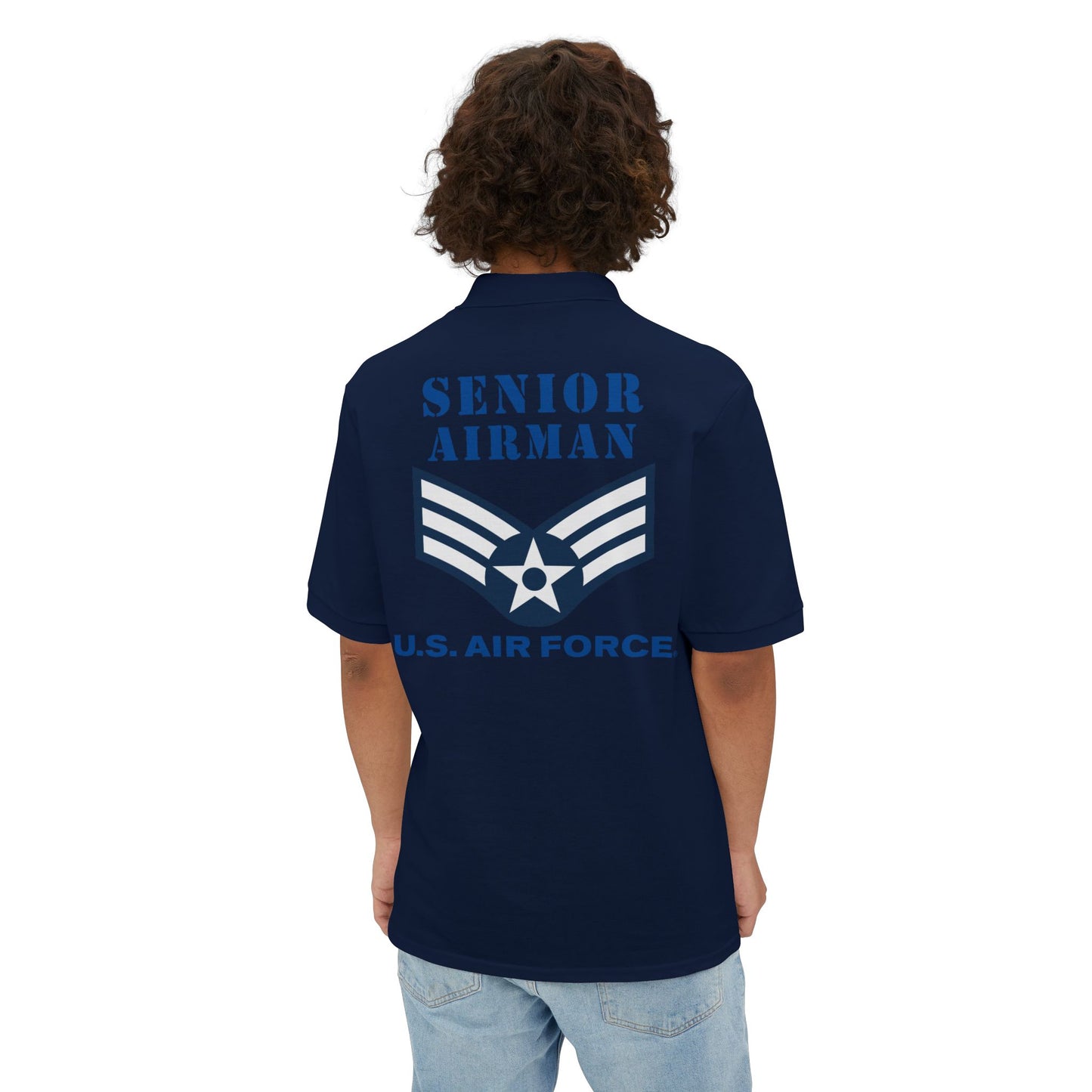 Men's Piqué Polo - USAF - Senior Airman (E4) - 2020 - US Air Force w Text X 300