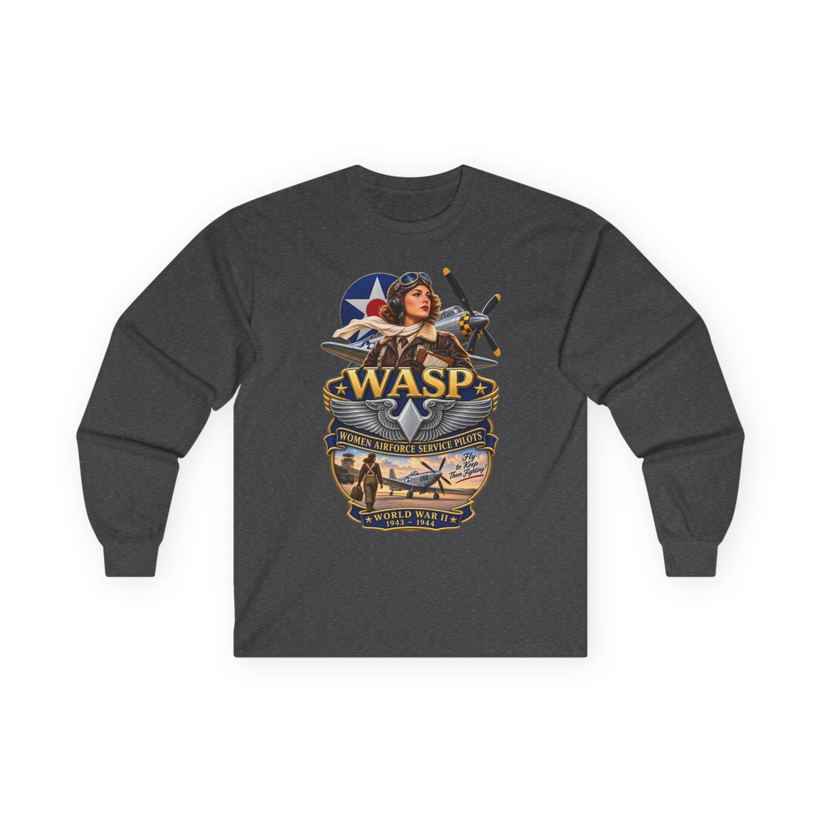 Unisex Ultra Cotton Long Sleeve Tee - WASP - Women Airforce Service Pilot - WWII - 3D - Enhanced