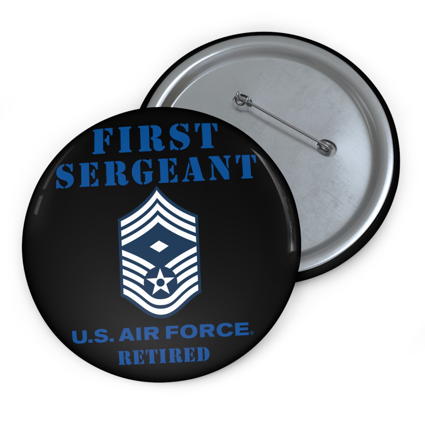 Custom Pin Button - USAF - First Sergeant (E9b) - 2020 - Retired