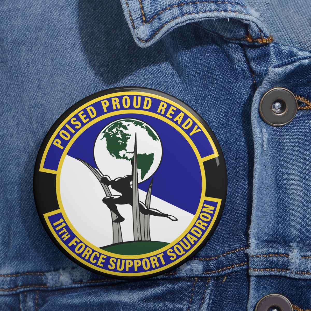 Custom Pin Button - USAF - 11th Force Support Squadron wo txt