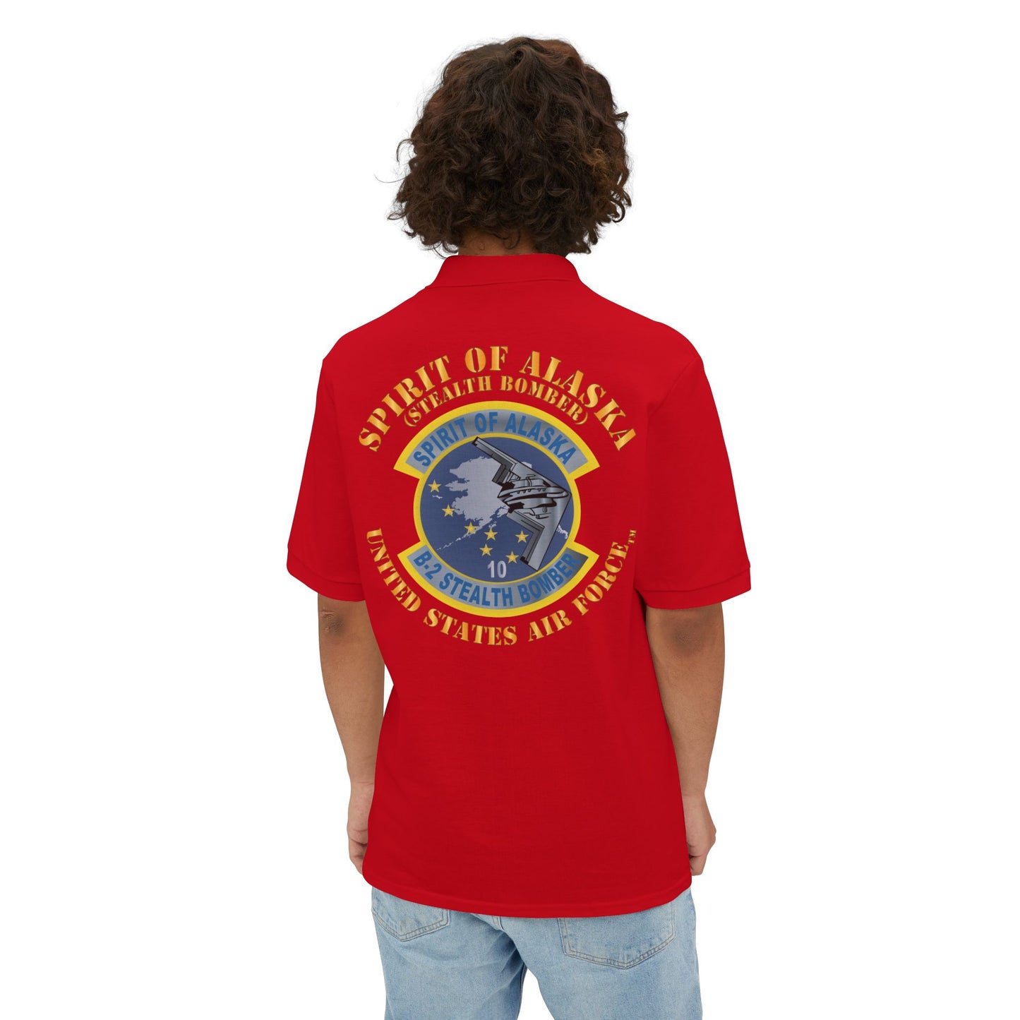 Men's Piqué Polo - USAF - B2 - Spirit of Alaska - Stealth Bomber X 300