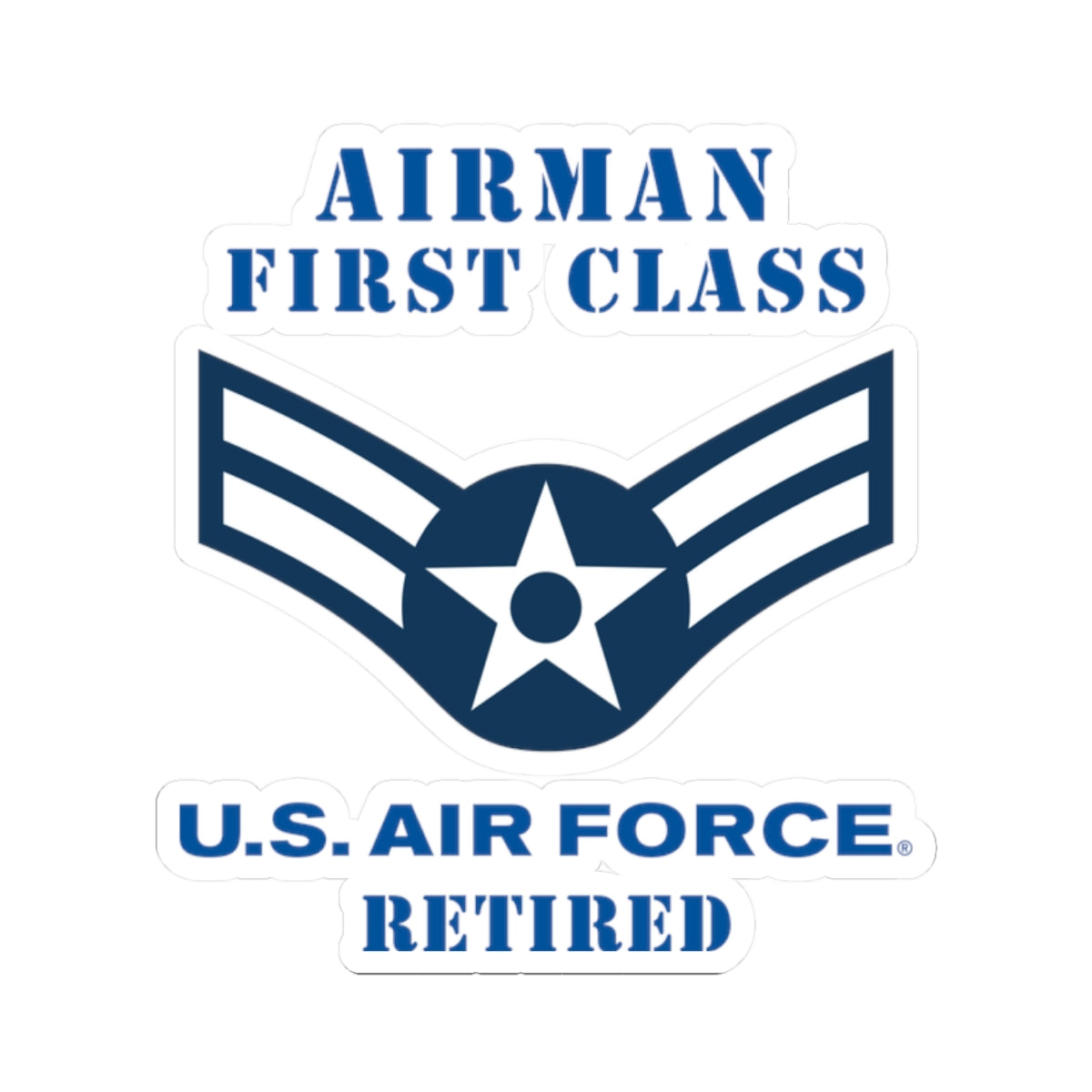Kiss-Cut Stickers - USAF - Airman - First Class (E3) - 2020 - Retired