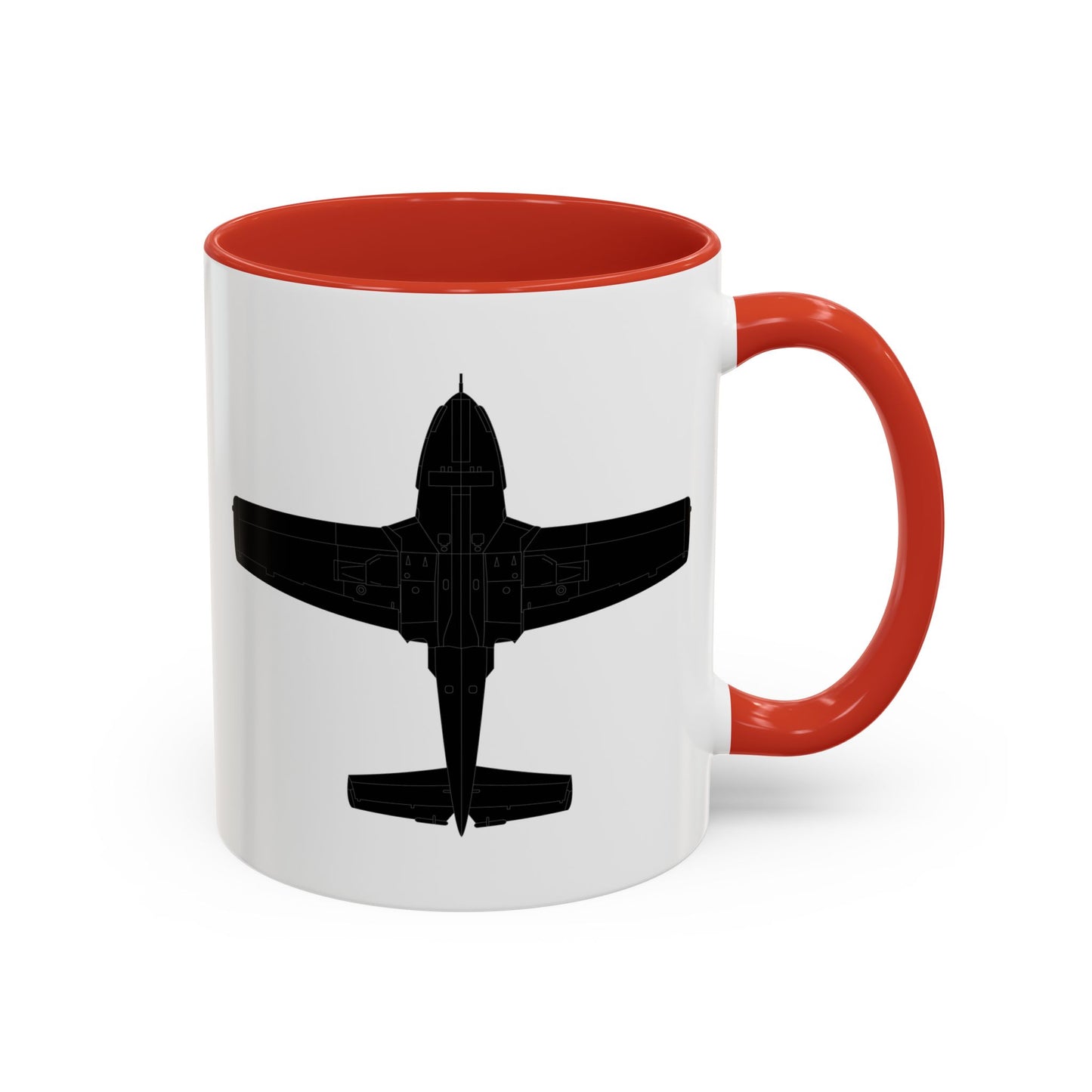 Accent Coffee Mug (11oz & 15oz) - Aircraft - T-37-Trainer - Bottom - Black - Metal X 300
