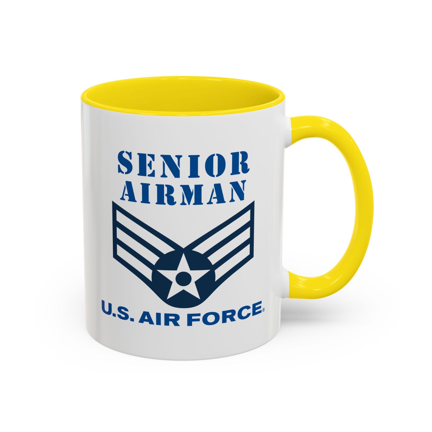 Accent Coffee Mug (11oz & 15oz) - USAF - Senior Airman (E4) - 2020 - US Air Force w Text X 300