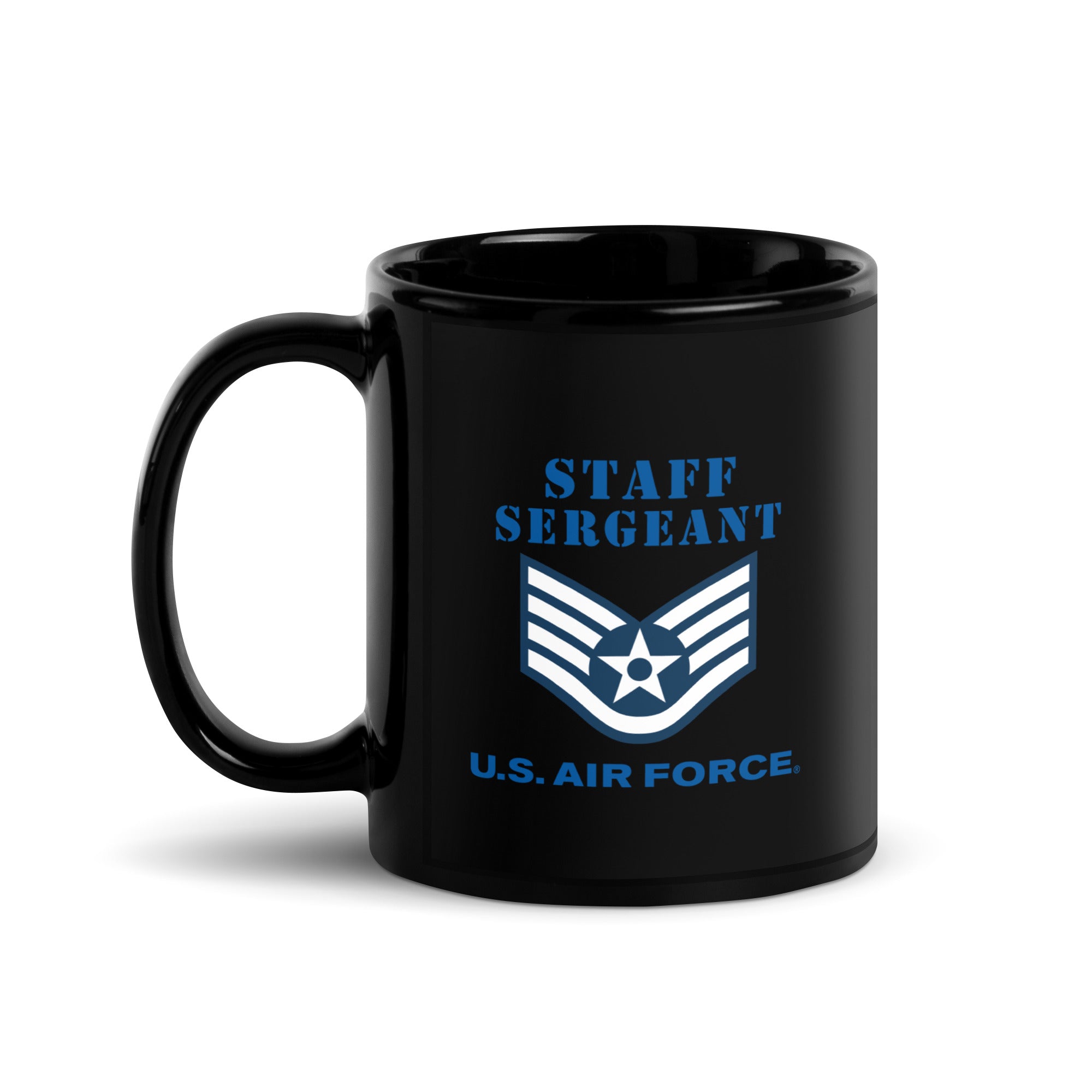 USAF Staff Sergeant E5 Black Glossy Mug | Air Force Heritage Coffee Mug ...